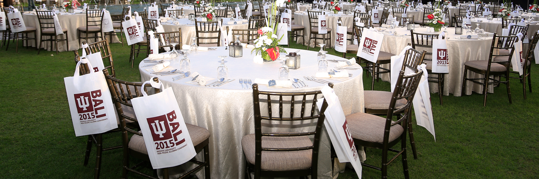 Tables prepared for a conference event.